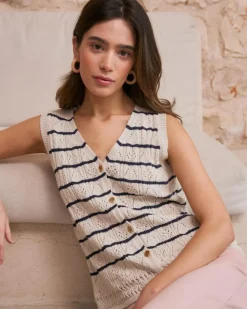 Polin et moi Punto|Camisetas Y Tops*Top Rayas Lea Marino