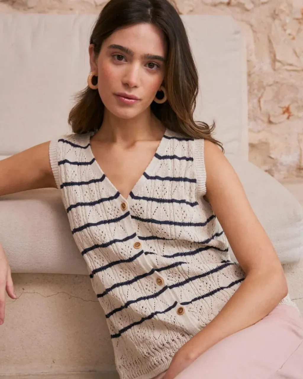 Polin et moi Punto|Camisetas Y Tops*Top Rayas Lea Marino