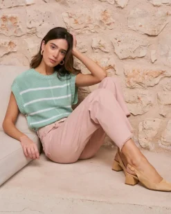 Polin et moi Punto|Camisetas Y Tops*Top Rayas Verde Agua VerdeAgua
