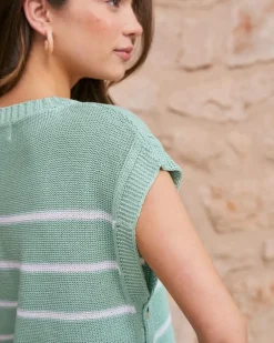 Polin et moi Punto|Camisetas Y Tops*Top Rayas Verde Agua VerdeAgua
