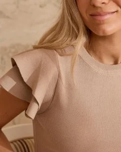 Polin et moi Punto|Camisetas Y Tops*Top volante manga Jordils beige