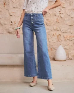 Polin et moi Pantalones*Vaquero Botones Thea DENIM