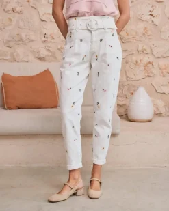 Polin et moi Pantalones*Vaquero Flores Zenia Crudo