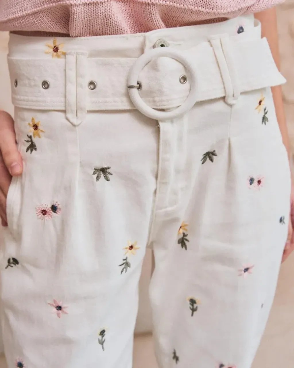 Polin et moi Pantalones*Vaquero Flores Zenia Crudo
