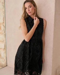 Polin et moi Vestidos Y Monos*Vestido Corto Bordados Uri negro