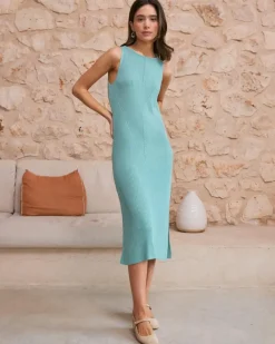 Polin et moi Maternidad|Punto*Vestido Halter Anais Turquesa