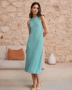 Polin et moi Maternidad|Punto*Vestido Halter Anais Turquesa
