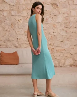 Polin et moi Maternidad|Punto*Vestido Halter Anais Turquesa
