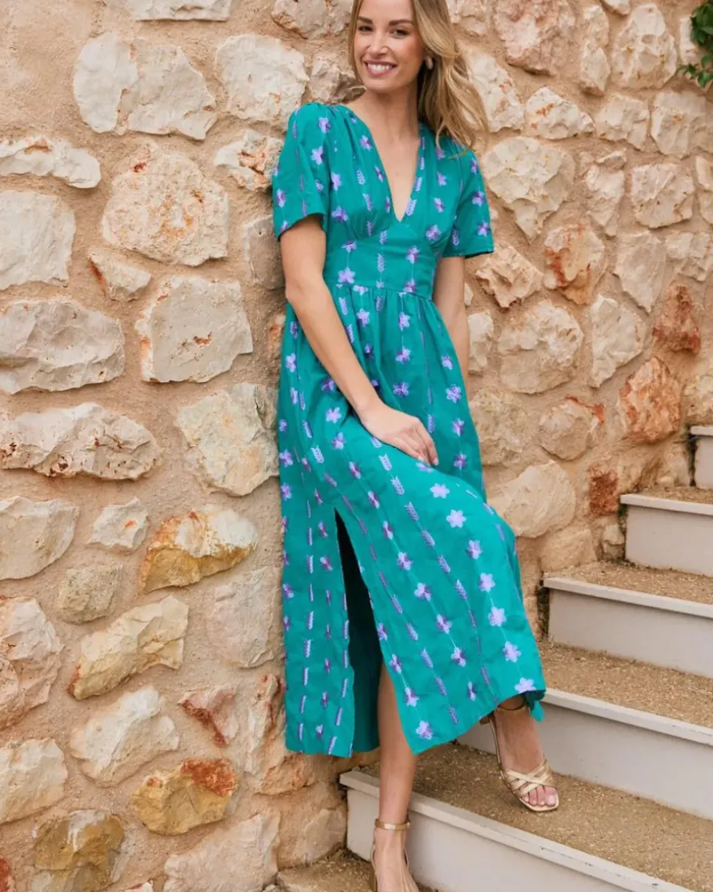 Polin et moi Vestidos Y Monos*Vestido Largo Bordado Rainelle Verdeesmeralda