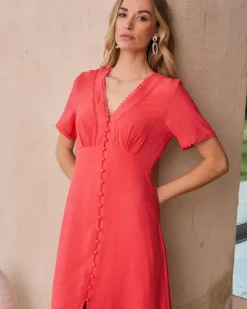 Polin et moi Vestidos Y Monos*Vestido Midi Tessaline coral