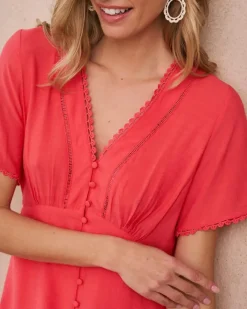 Polin et moi Vestidos Y Monos*Vestido Midi Tessaline coral